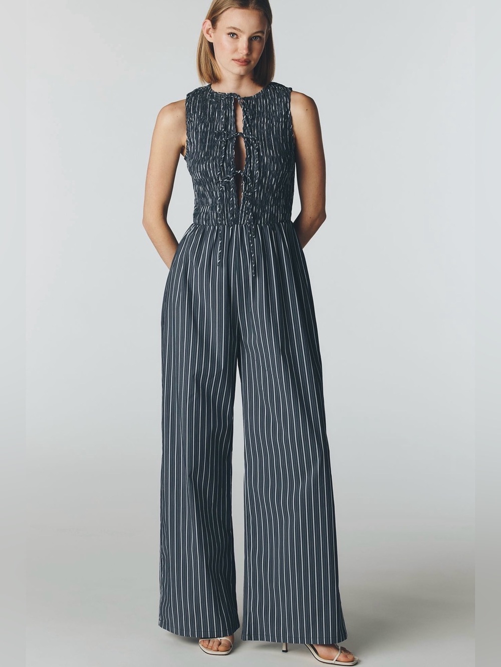 Glamorous Smocked Sleeveless Wide Leg Jumpsuit